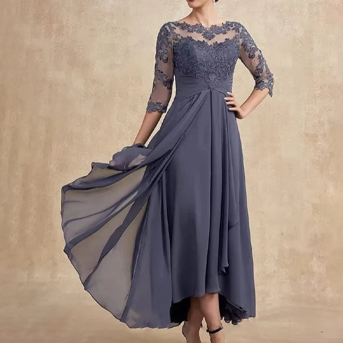 blue gray Boho Mother of the Bride Dress – Perfect for Bride or Groom’s Mom