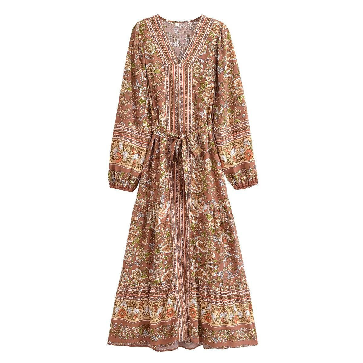 boho Bohemian Pattern Belt Dress