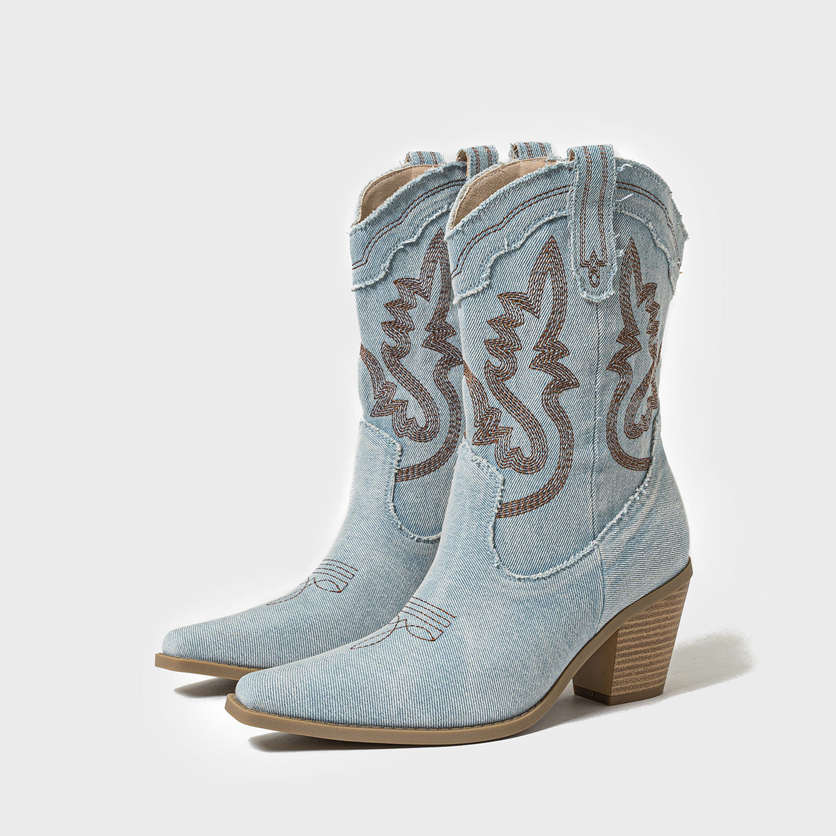 boho Denim Cowboy Boots for Women