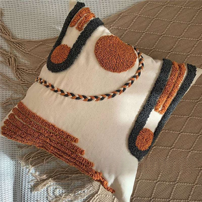 boho Geometric Plush Pattern Pillow Covers Bohemian Style