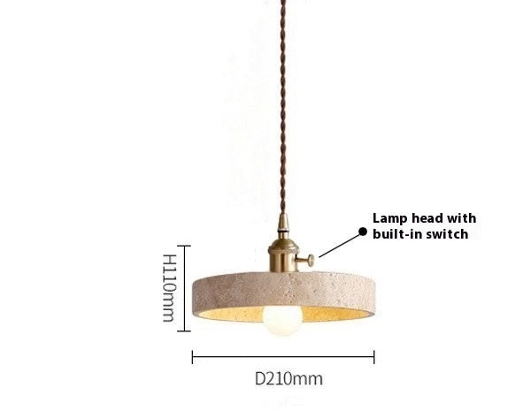 Pendant light with dimensions and features labeled on a white background