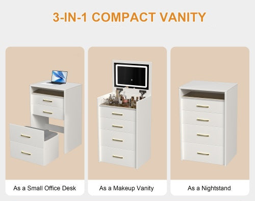 3-in-1 compact vanity with multiple uses on a beige background
