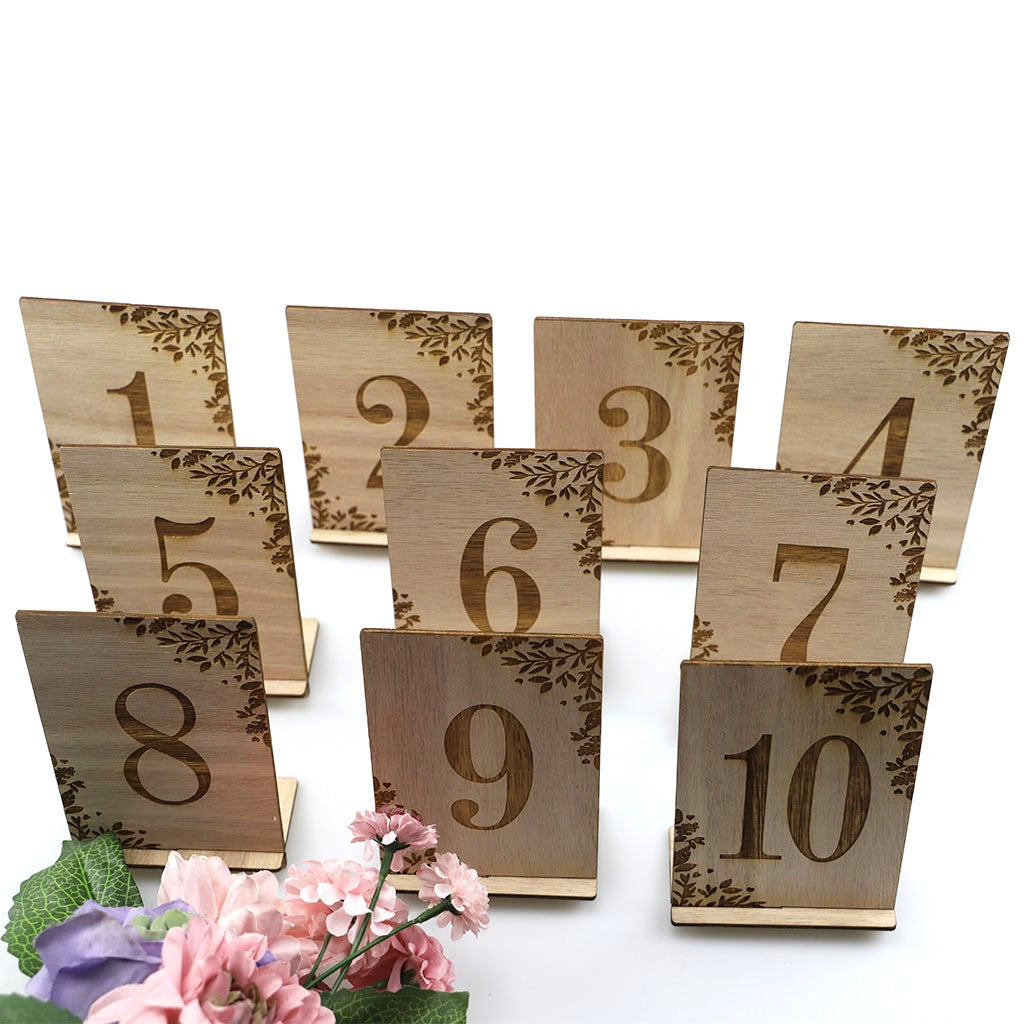 boho Wooden Wedding Table Numbers 1 to 10