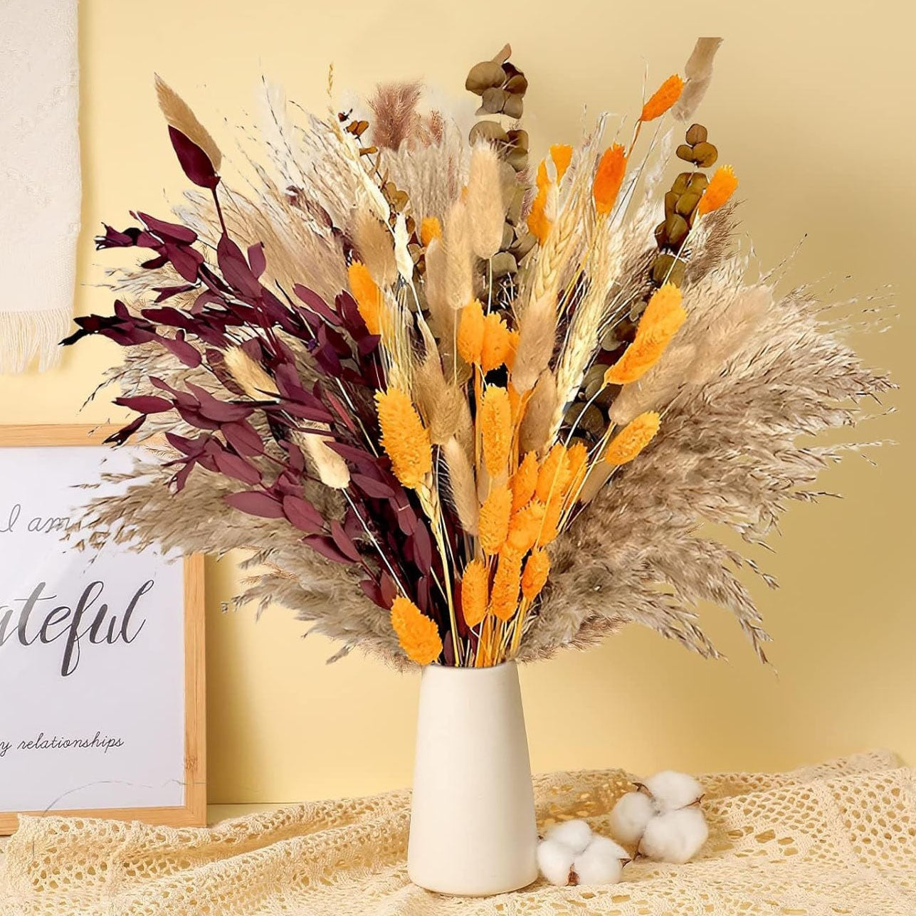 brida; Pampas Grass Boho Wedding Decor Bouquet Set