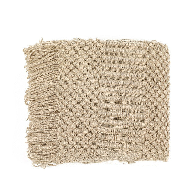 brown Crocheted Fringe Blanket Boho Style