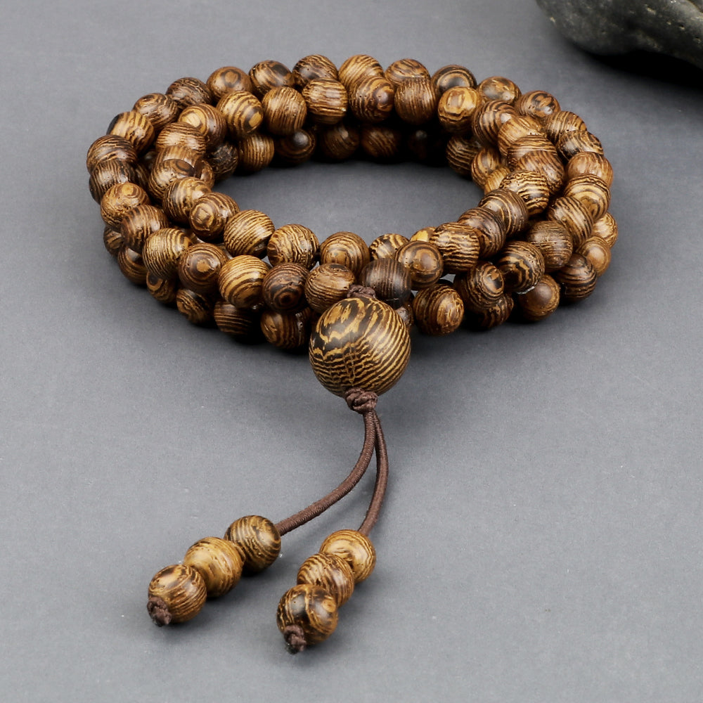 Vintage Brown Wooden Mala Prayer Beads 6mm