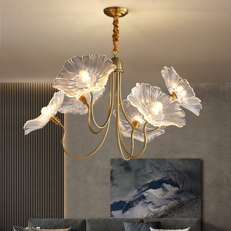 Glass Multi Flower Shaped Chandeliers Bohemian Style