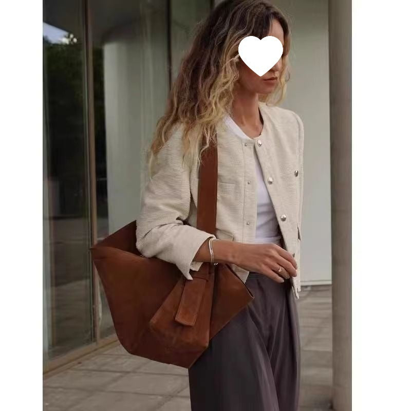 Women's Brown Suede Tote Bag Boho Style