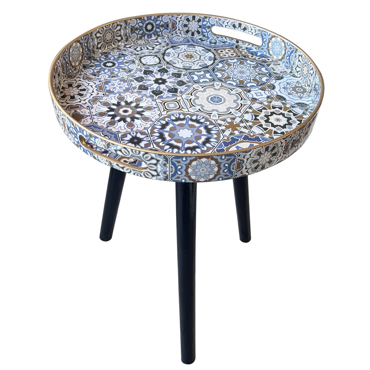 Boho Patterned Small Round Side Table