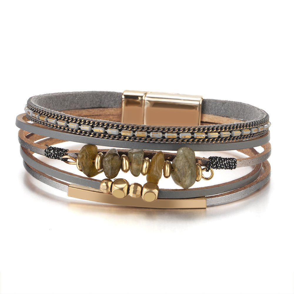 Boho Layered Bracelet with Magnetic Snap