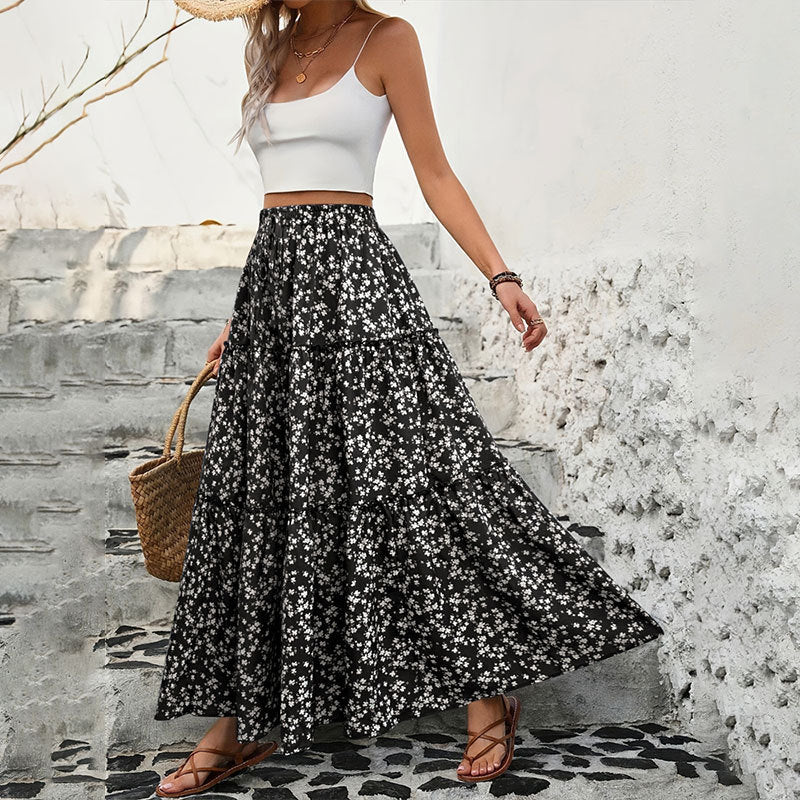 Bohemian Floral A-Line Maxi Skirt