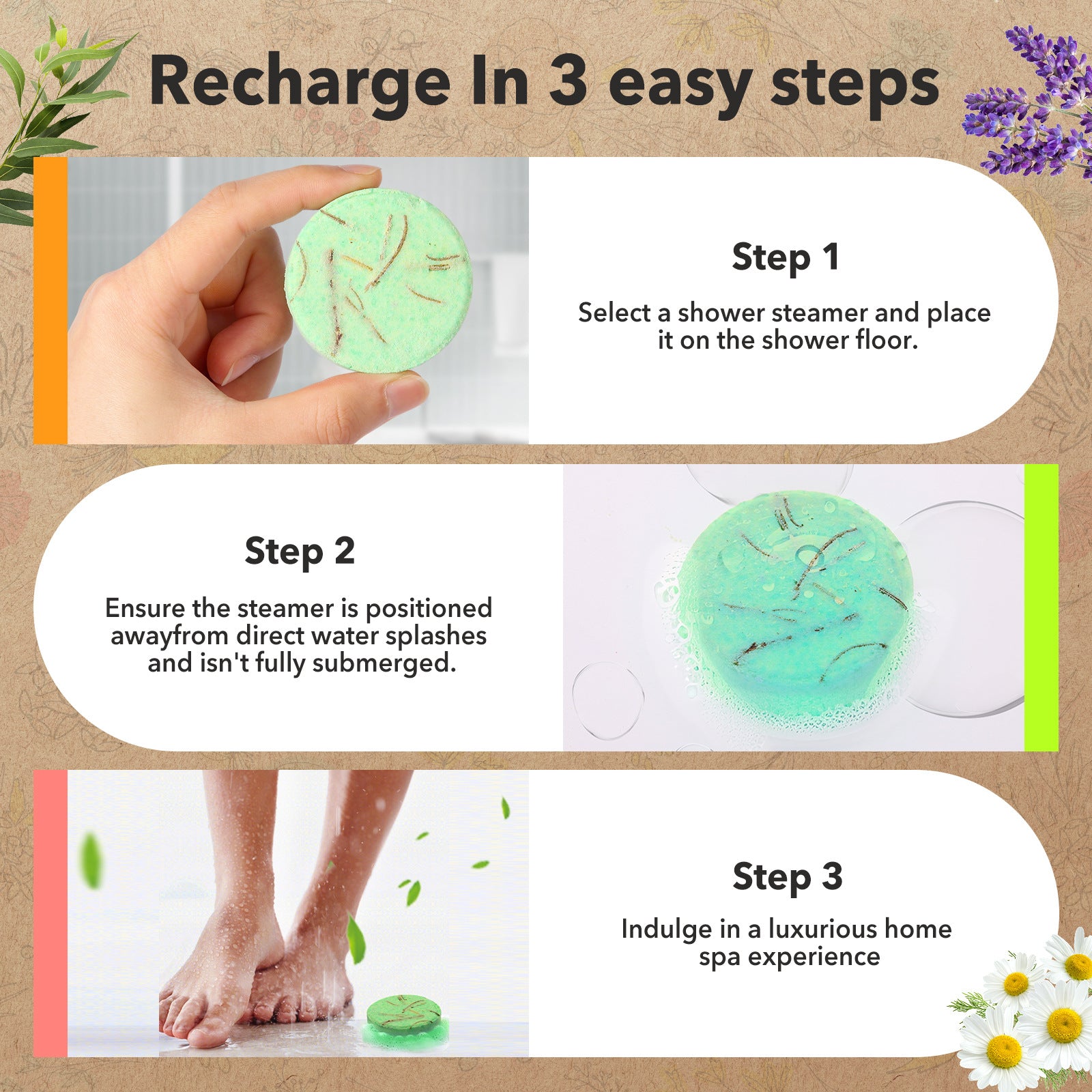 Round Flower Shower Steamers