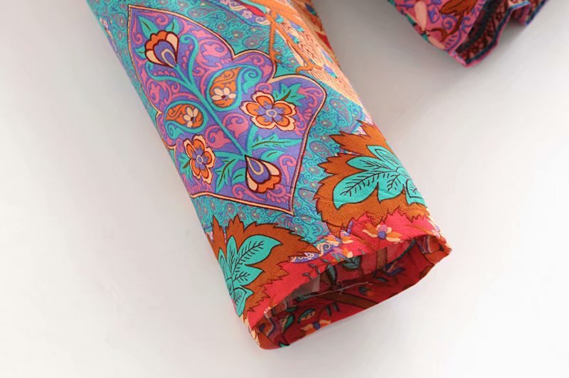 ethnic Flamboyant Boho Blouse in Red and Blue