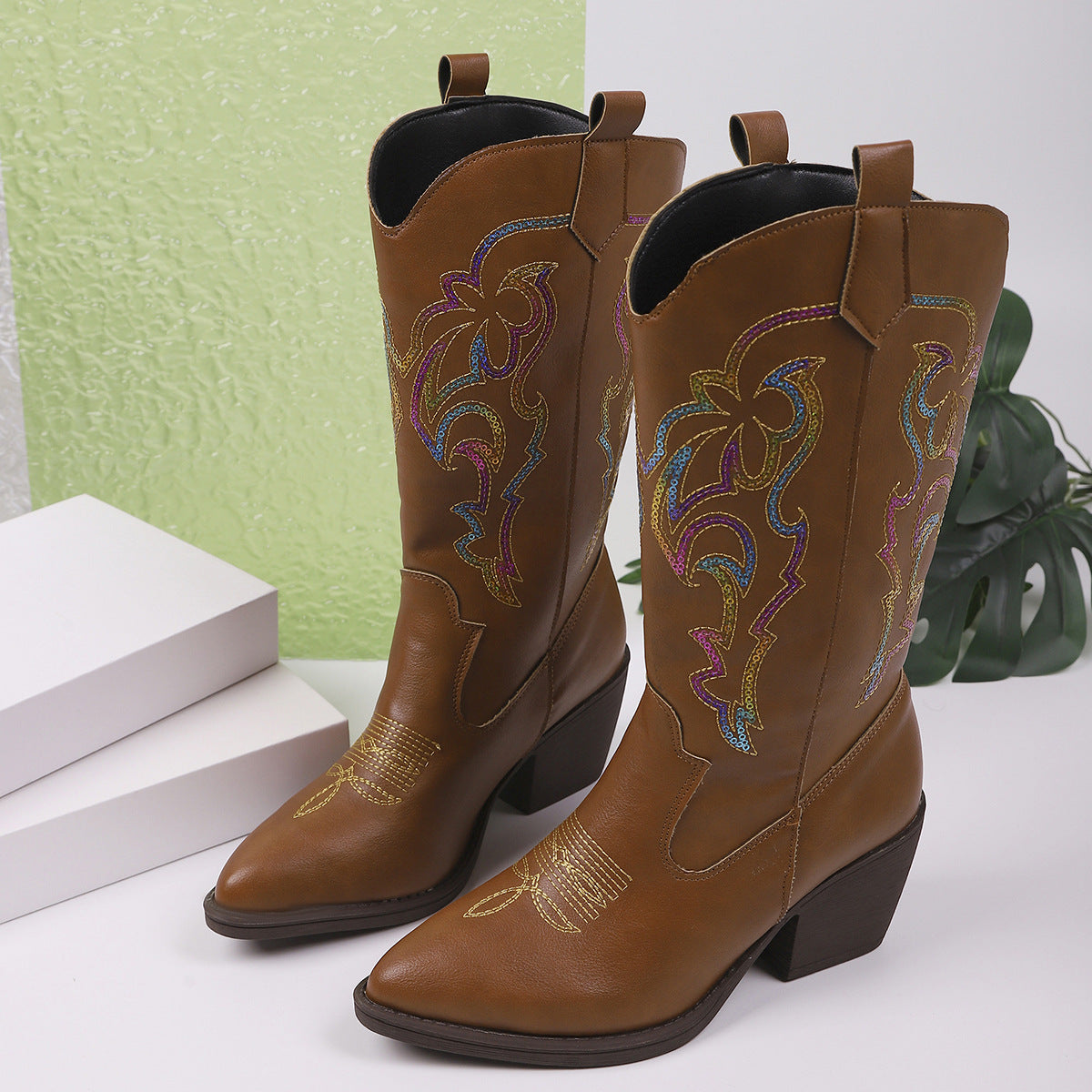Boho Embroidered Cowboy Boots