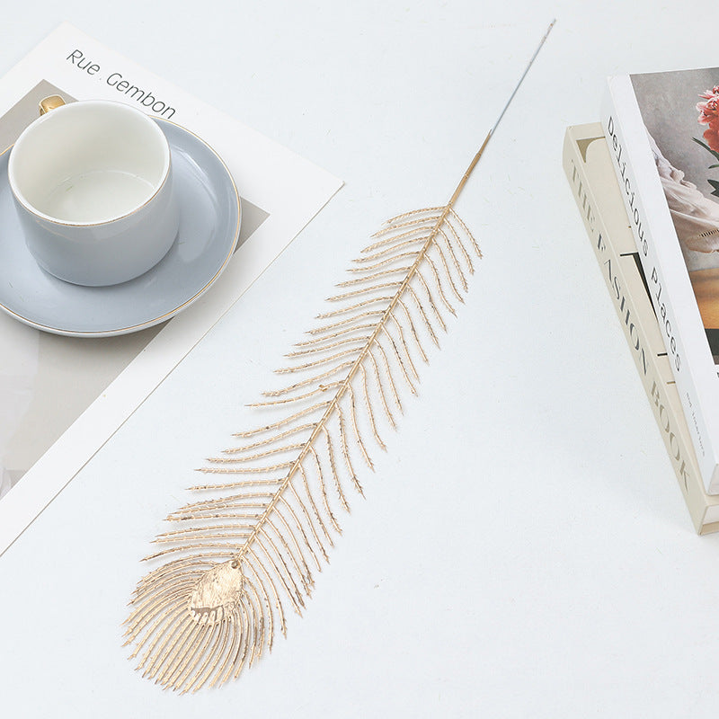 feather Gold Artificial Flower Decor