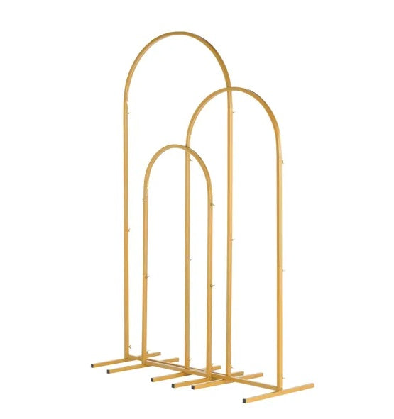 gold Golden Three Piece Wedding Arch Set