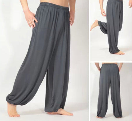 gray Men's Baggy Harem Yoga Pants