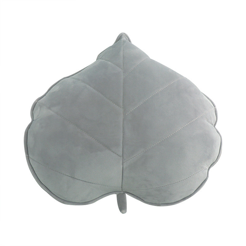 gray Leaf Shaped Throw Pillow