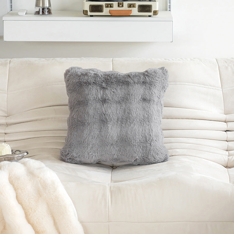 gray Rectangular Plush Throw Pillow