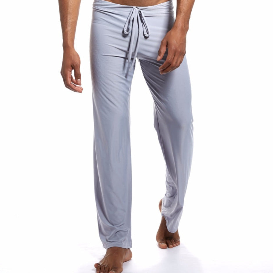 Light gray men's lounge pants on a white background