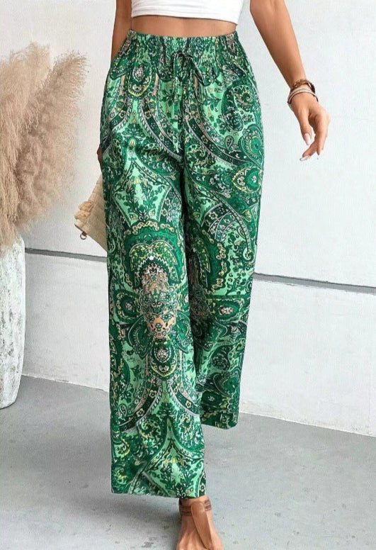 green Bohemian Beach Pants For Women