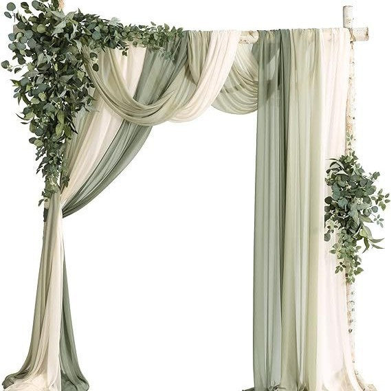 green Boho Wedding Arch Flower Decorations and Drapes Set