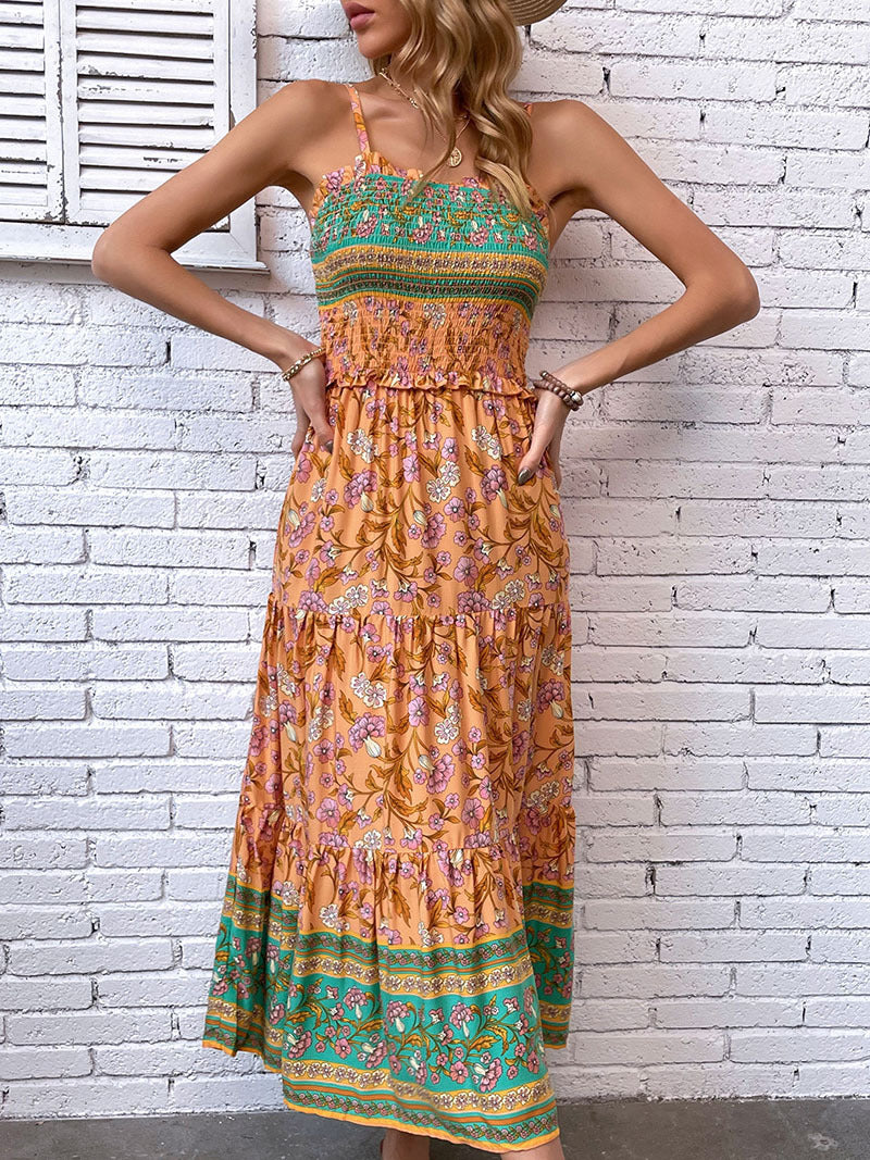 colorful Bohemian Thin Strap Slip Dress