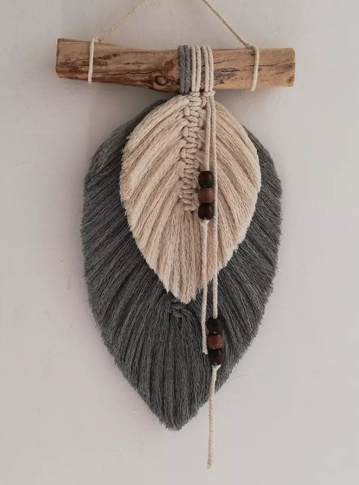 Feather Macrame Hanging with Wood