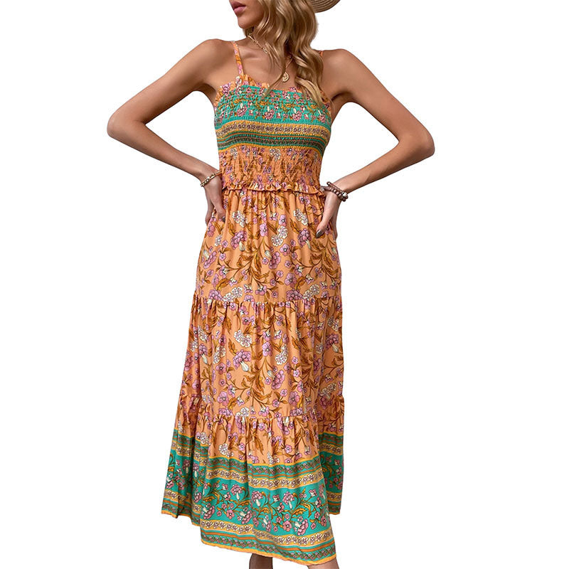 maxi Bohemian Thin Strap Slip Dress
