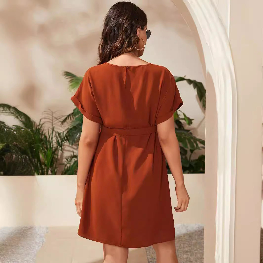 orange Casual Maternity Short Dress