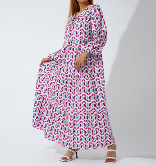 Bohemian Geometric Print Maxi Dress