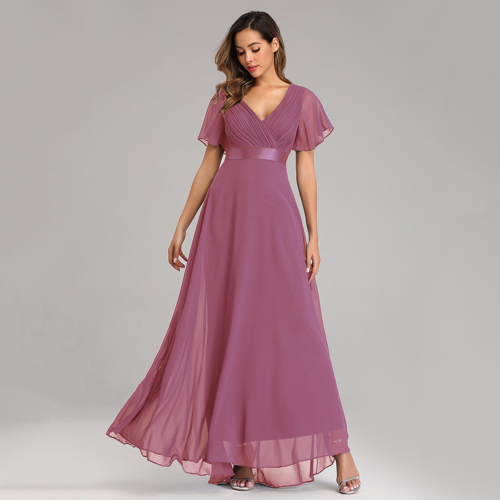 purple Boho Mother of The Groom Dress Maxi Length