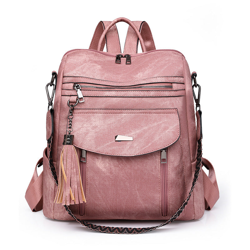 pink Boho Vegan Leather Backpack Convertible