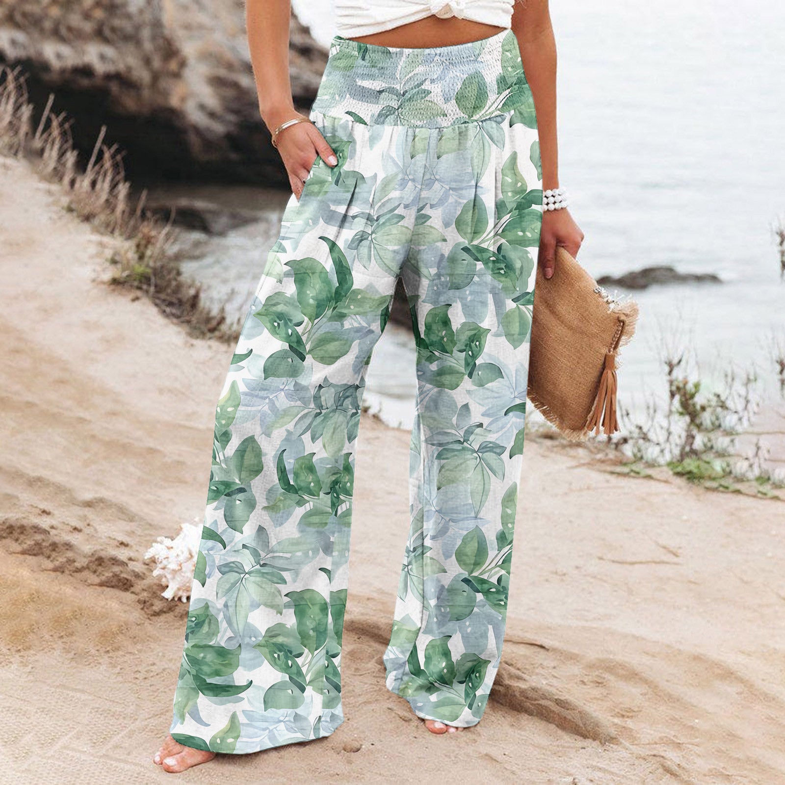 Elastic Waist Boho Pants Loose Fit
