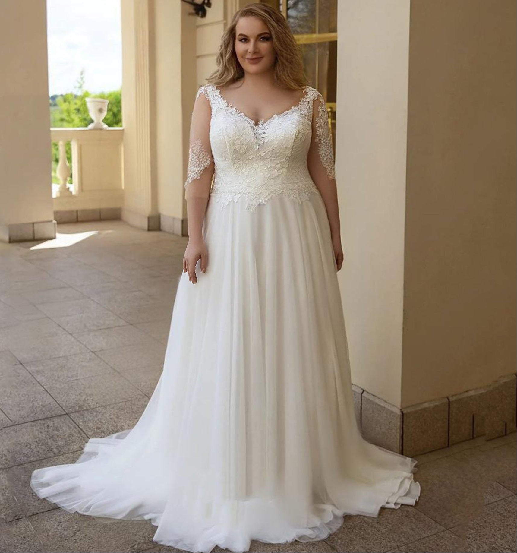 White Maxi Plus Size Wedding Dresses