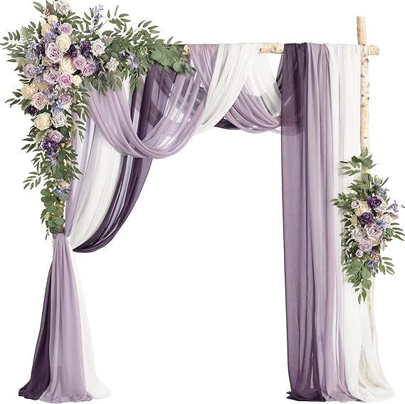 purple Boho Wedding Arch Flower Decorations and Drapes Set
