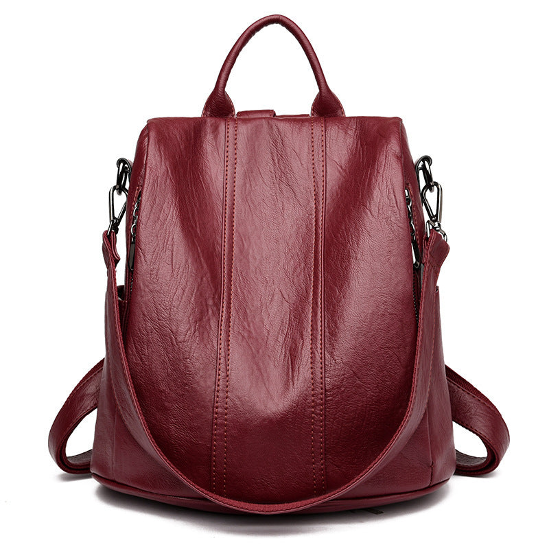 red Boho Chic Vegan Leather Backpack