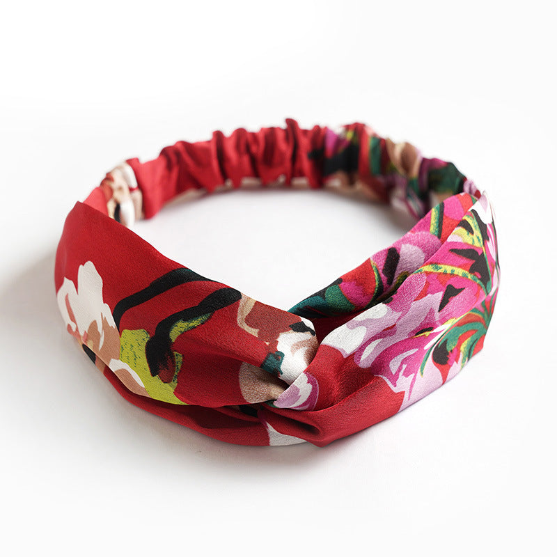 red Boho Floral Pattern Headband