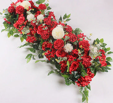red Rectangular Flower Arrangement for Boho Weddings