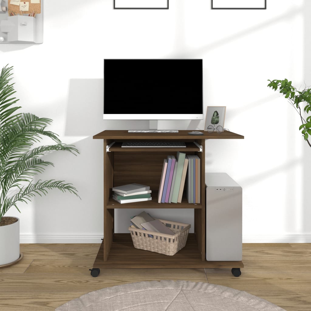Wheeled Desk for Computer Setup