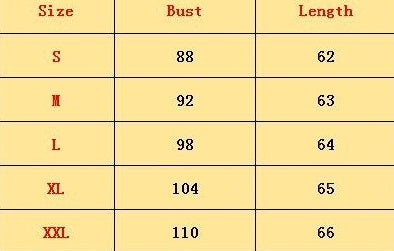 Chengjingyi Clothing size chart with measurements