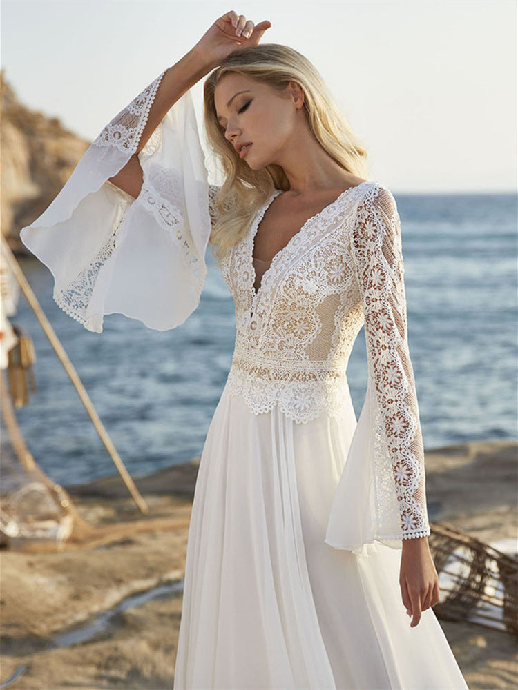 white Boho Wedding Dress for Boho Beach Wedding