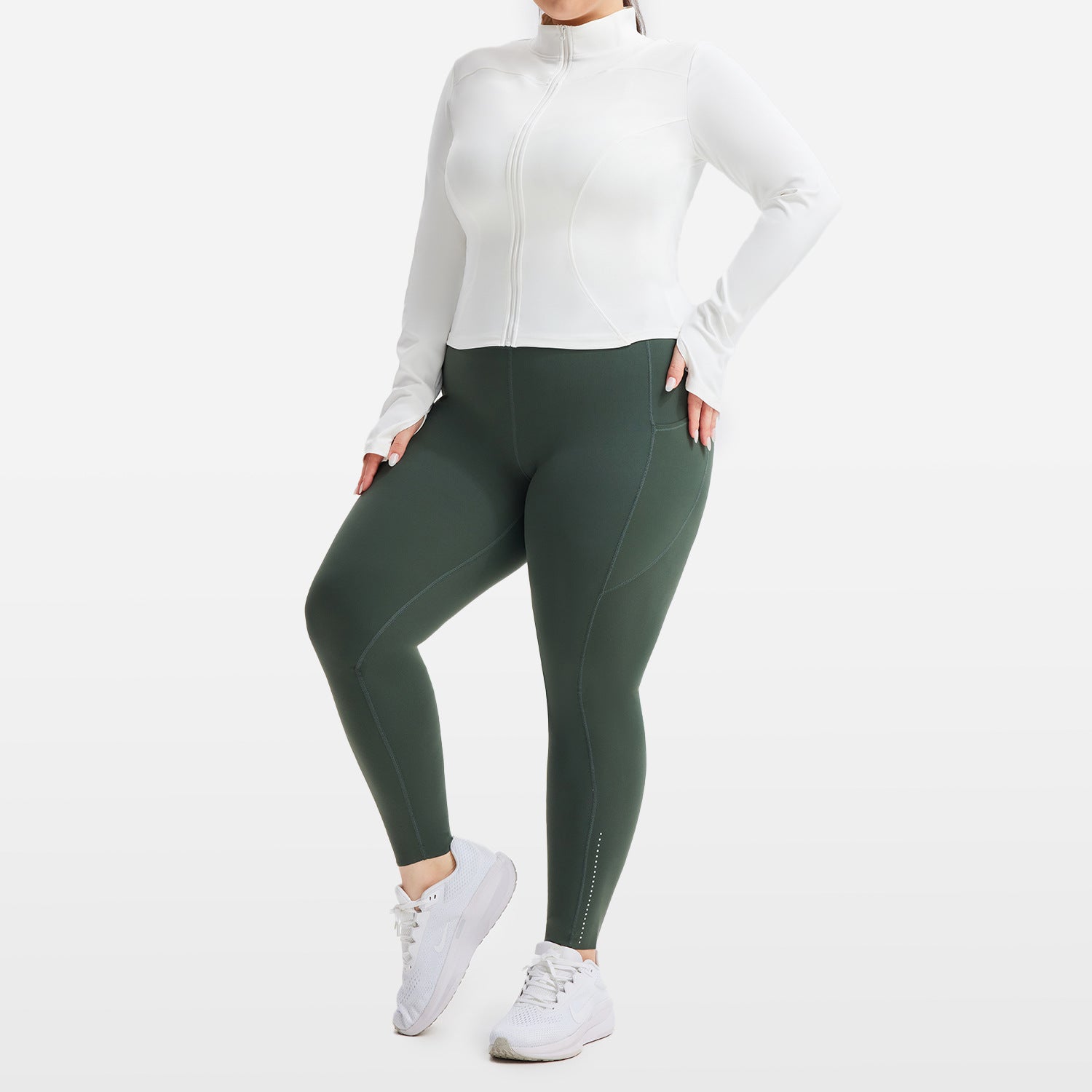 Plus Size Yoga Jacket with Zipper for Women