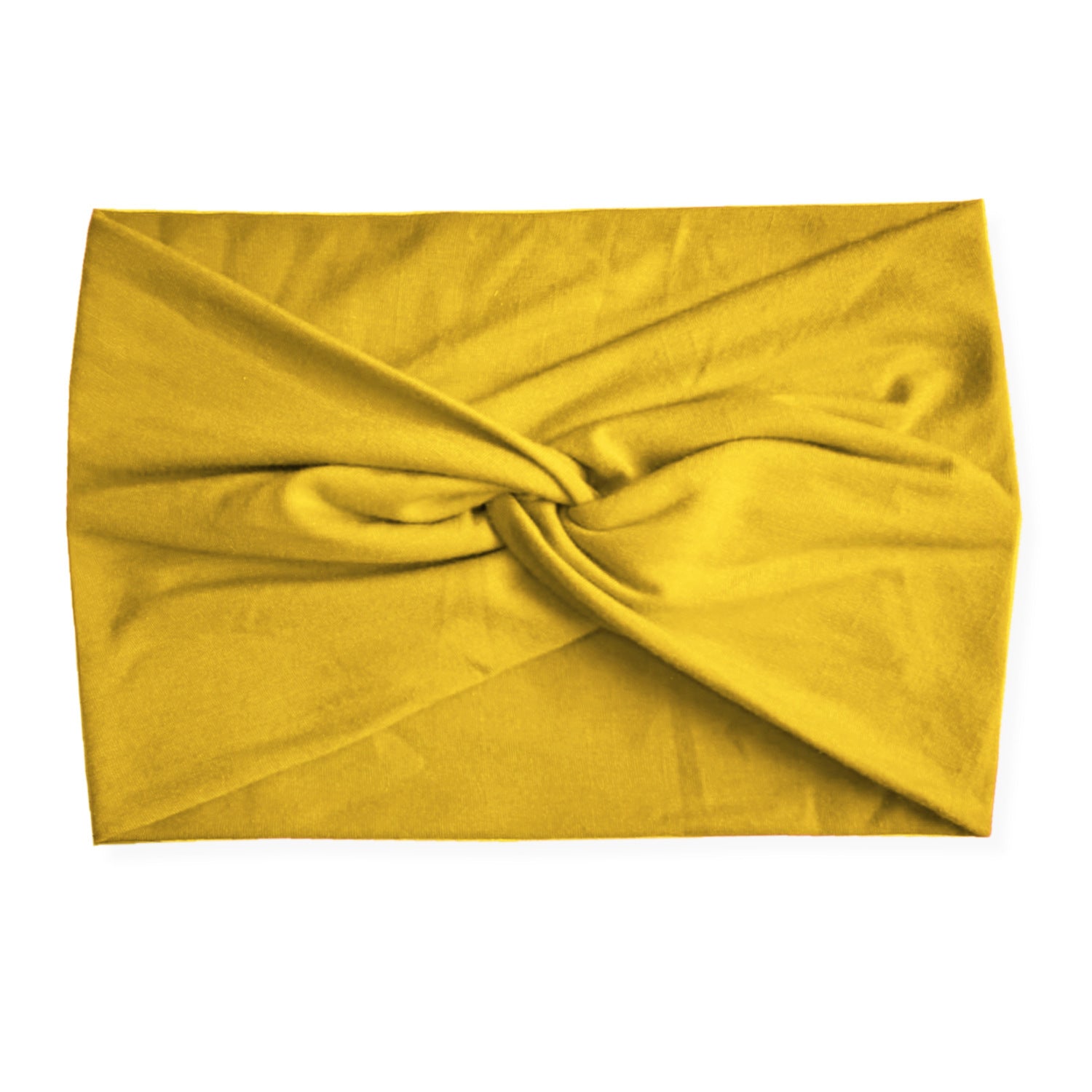 Yellow headband with a knot on a white background