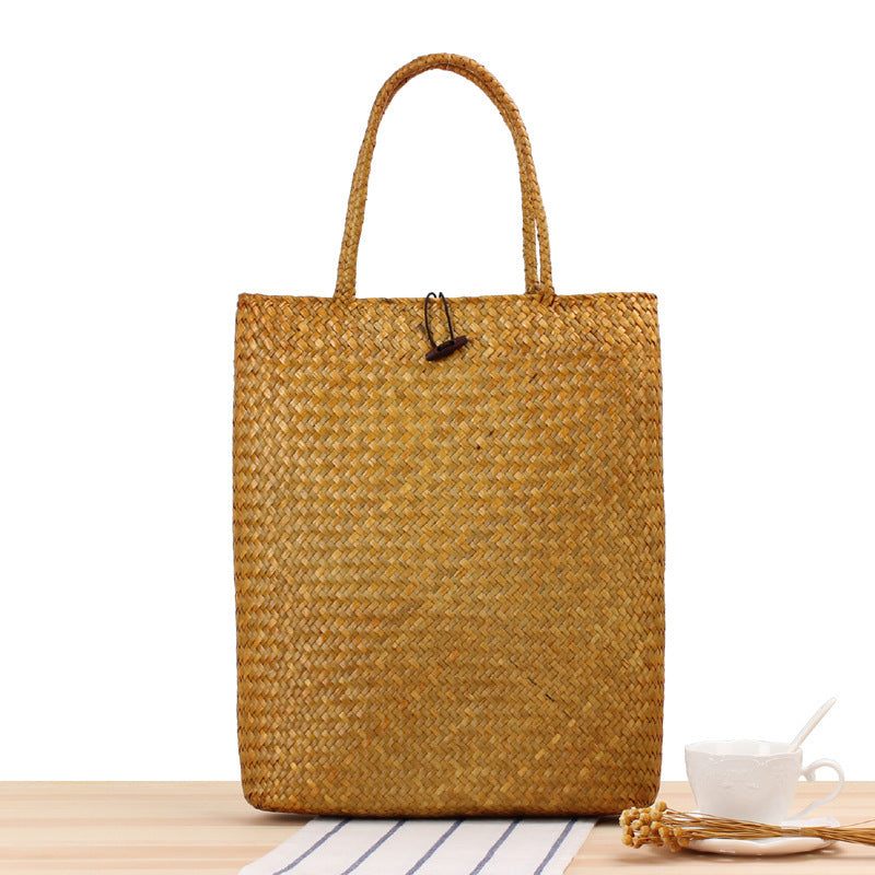 yellow Boho Straw Tote Bag for Women