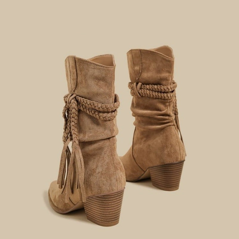 Boho Boots with Chunky Heel for Women