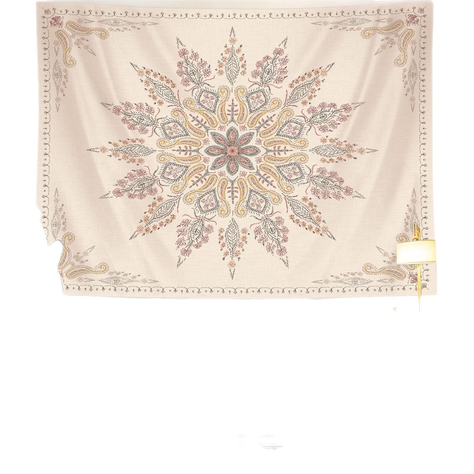 Beige Floral Wall Tapestry