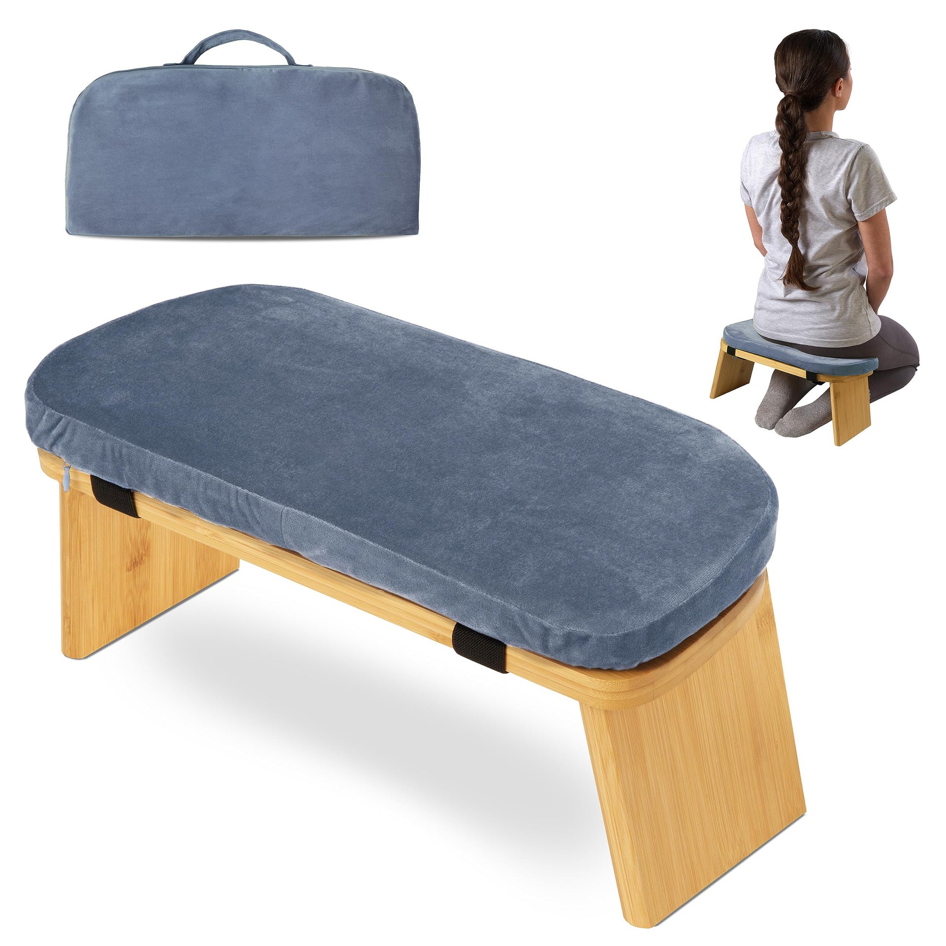 Foldable Meditation Stool with Cushion and Carry Bag