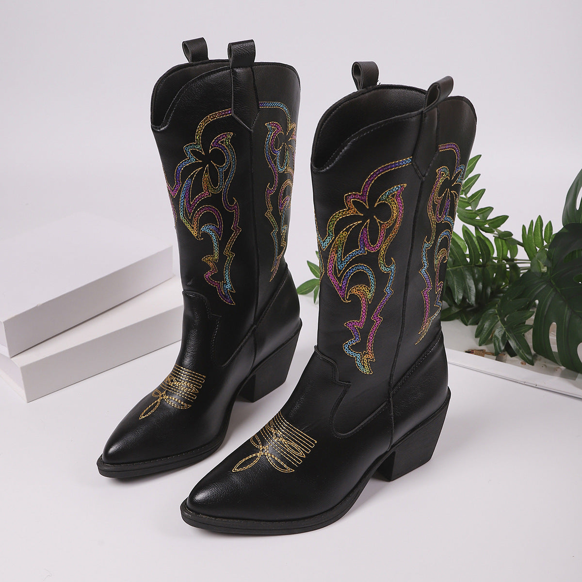 Boho Embroidered Cowboy Boots