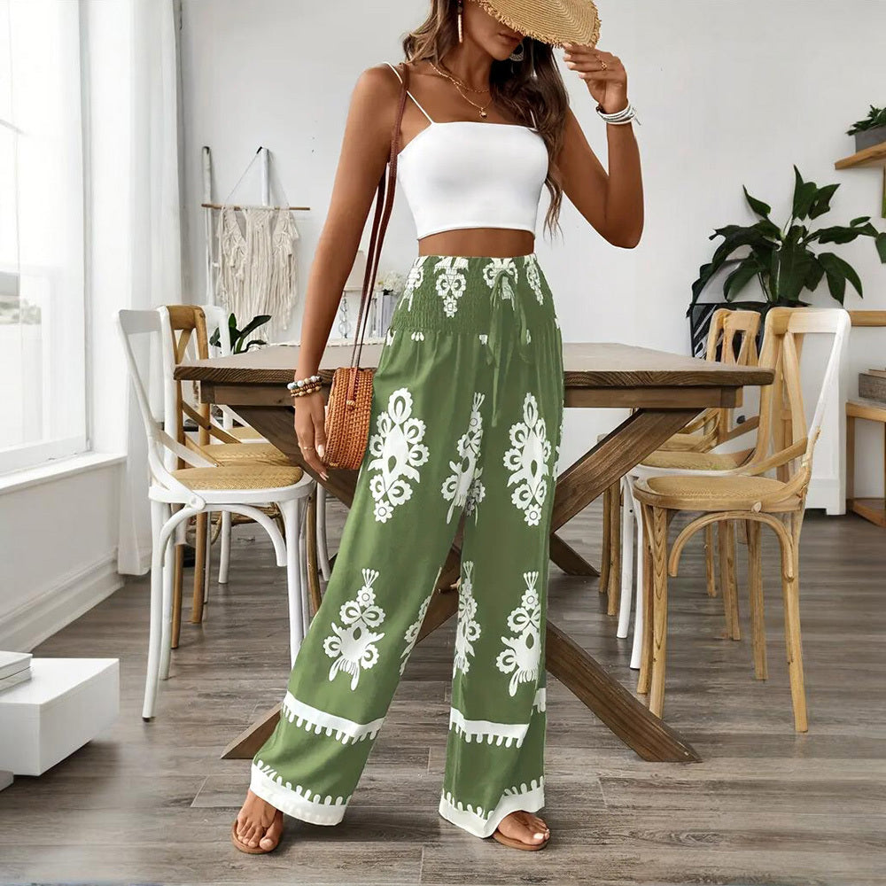 Large Boho Abstract Print Pants Womens